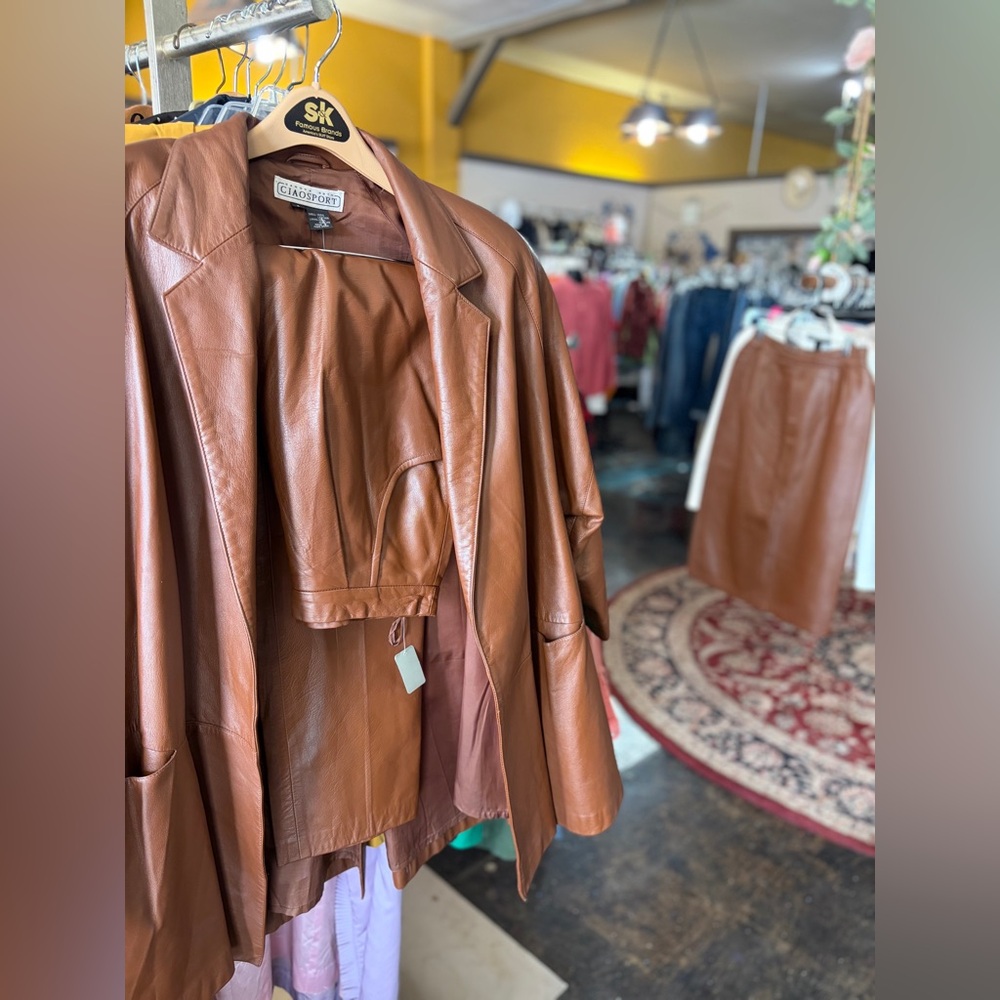 80s Leather 3 piece suit by Sandra Roth Ciao Sport Lambskin Size 4/6 EUC Vintage